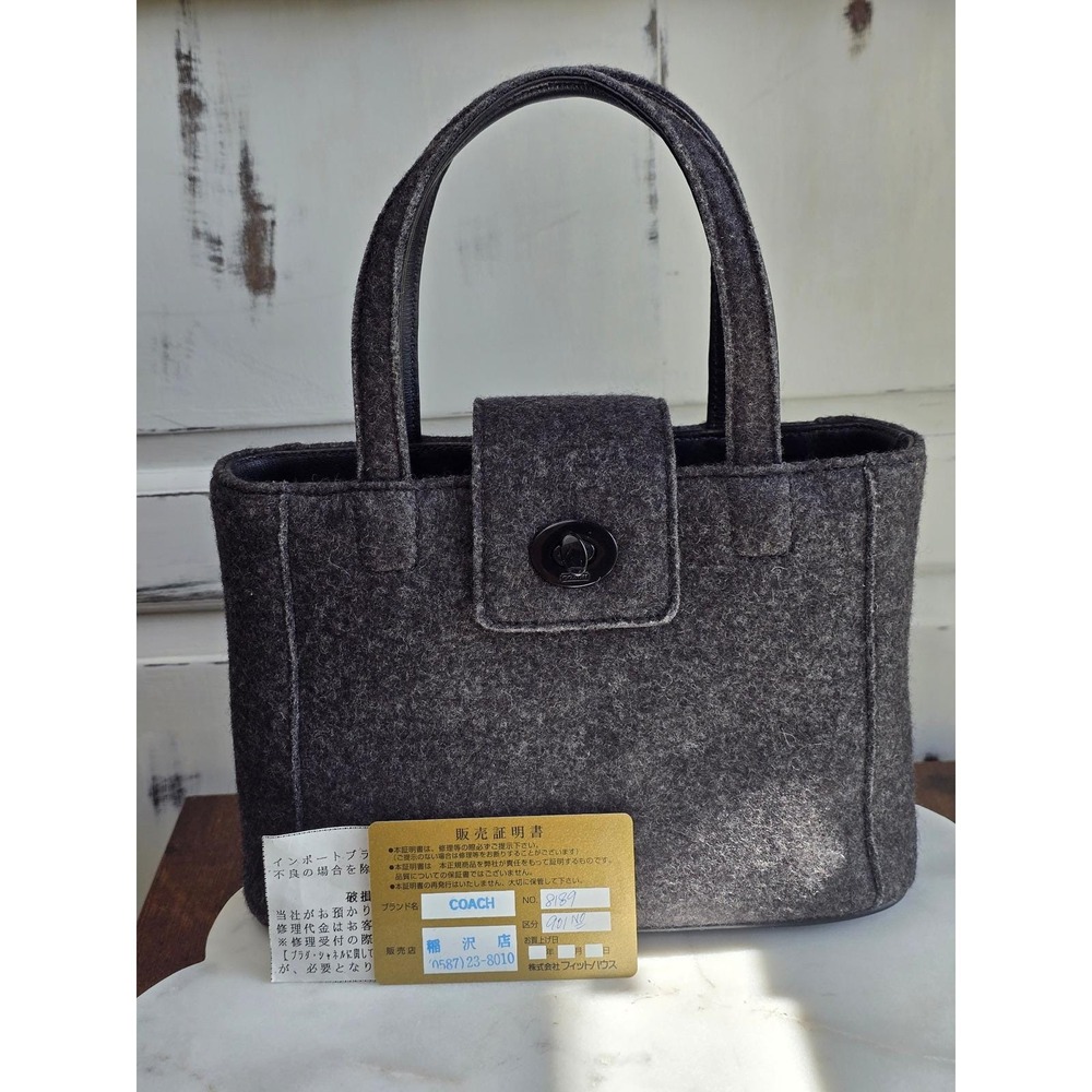 Coach 8189 Vintage Japan Exclusive Wool Felt Mini Tote Bag Rare - Picture 12 of 12